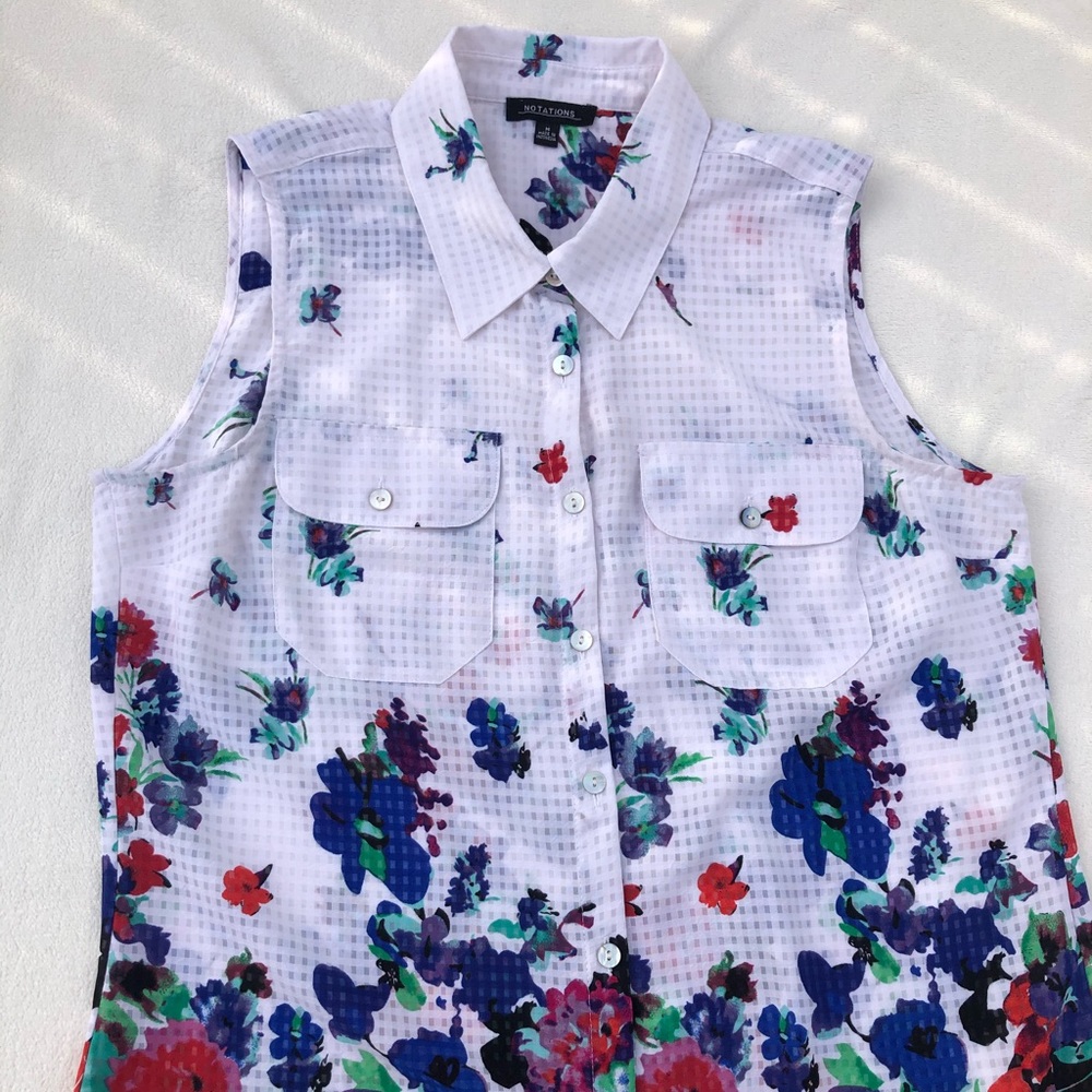 NOTATIONS Sleeveless Button Down Top - Picture 5 of 11